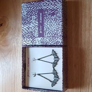 Betsey Johnson Silver Bat Earrings